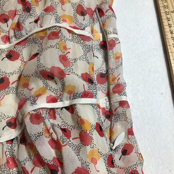 Juicy Couture silk cherry print dress ruffle flutter sleeve size 0 feminine - Picture 8 of 11